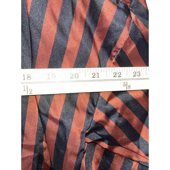 Zara Basic Black & Rust Striped Button-Up Blouse, Size L - Picture 4 of 7